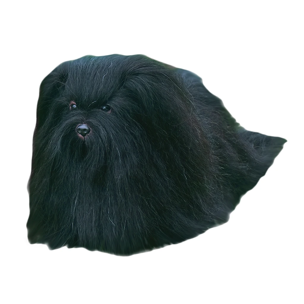 Black PVC Dog Mannequin For Hair Grooming Plush Puppy Model Dog For Pet Shop