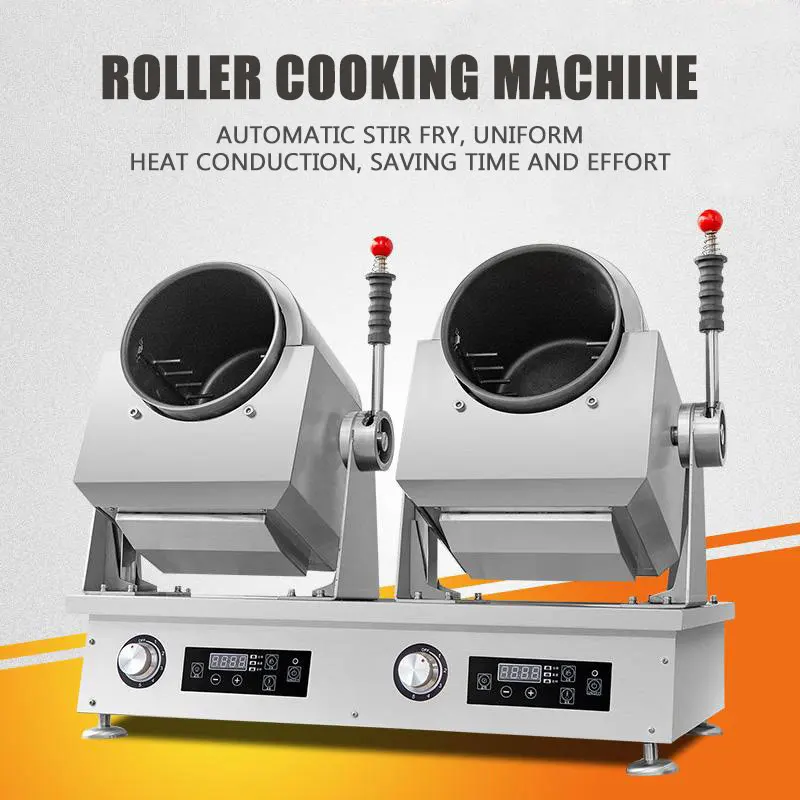 

Small Commercial Cooking Machine Intelligent Fried Rice Fried Powder Machine Electromagnetic Double Head Drum Wok SMK-TSGT1.5
