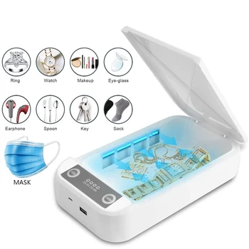 

UV Light Face Mask Sterilizer Box Anti Bacteria Ultraviolet Ray Watch Phone Aromatherapy Esterilizador