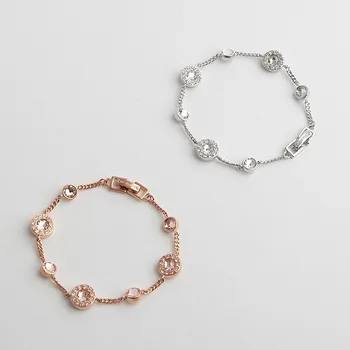 

European and American Shiny round Crystal Simple Two-Color Bracelet Female