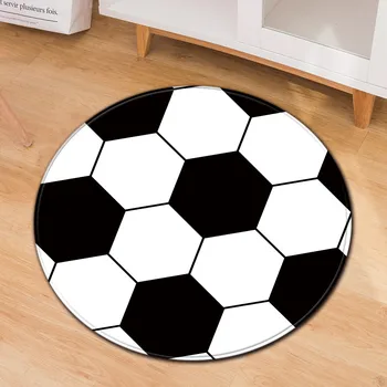 

New Polyester Anti-slip Ball Round Carpet Football Basketball Computer Chair Pad Cushion Office Chair Door Rugs Living Room Mat