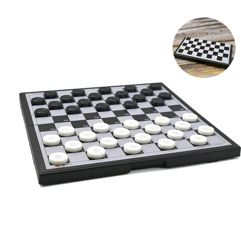 Magnetic Checkers Pieces Portable Folded Plastic Board Game Chess Set Family Table Games Children Aldult Gift Educational Travel 2022 support bar siesta nap lounge chair back rest lounger leisure folding chair portable family camp bed recliner with arm rest