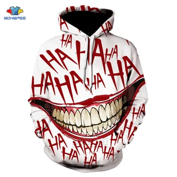 

SONSPEE Winter Mens Horror Clown Hoosies 3D Print Gothic Joker Hoodie Casual Long Sleeve Anime Pullover Streetwear Women Tops
