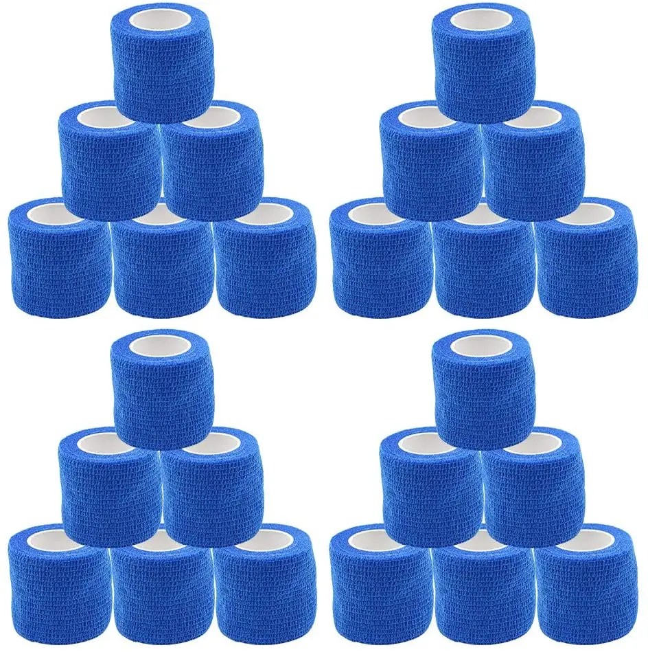 24pcs Blue 2&quotx 5 Yards Tattoo Grip Tape Wrap Elastic Bandage For Tube Pen Supplies | Красота и здоровье