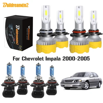 

Buildreamen2 4 X Car Headlight High Beam + Low Beam LED Halogen Headlamp Bulb For Chevrolet Impala 2000 2001 2002 2003 2004 2005
