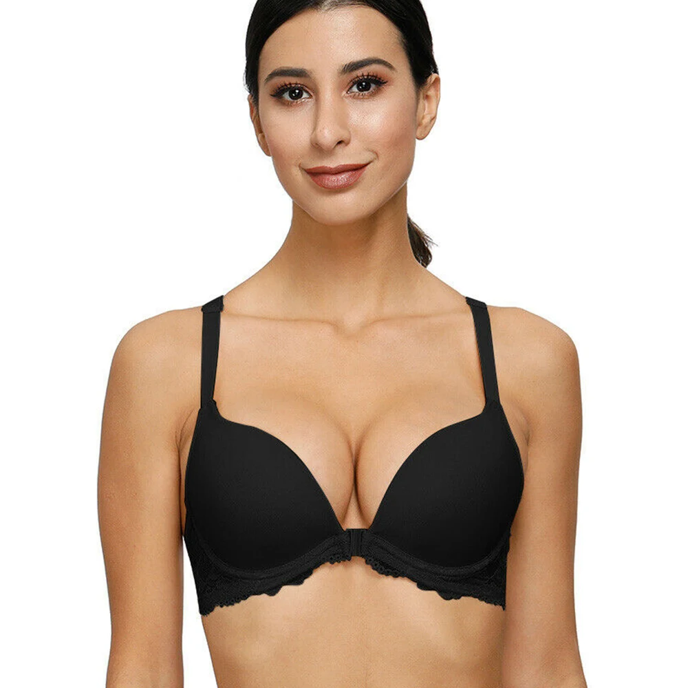 Black White Khaki Bras Front Close Push Up Y-line Strength 1/2