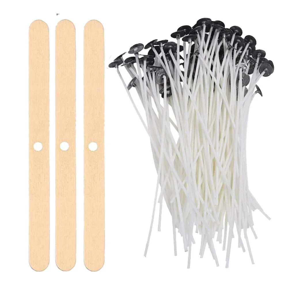 103pcs/set Candle Wicks Soy Wax Core Woven Cotton Core Kerosene Lamp Wax Line Wood Accessories candles making Candle Making Tools
