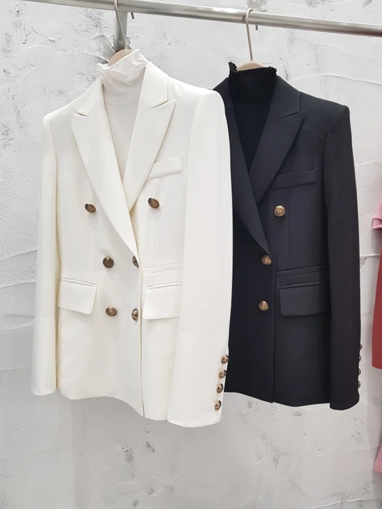Женский костюм женский длинный участок Весна Корейская версия новой моды темперамент Белый Профессиональный костюм куртка осень