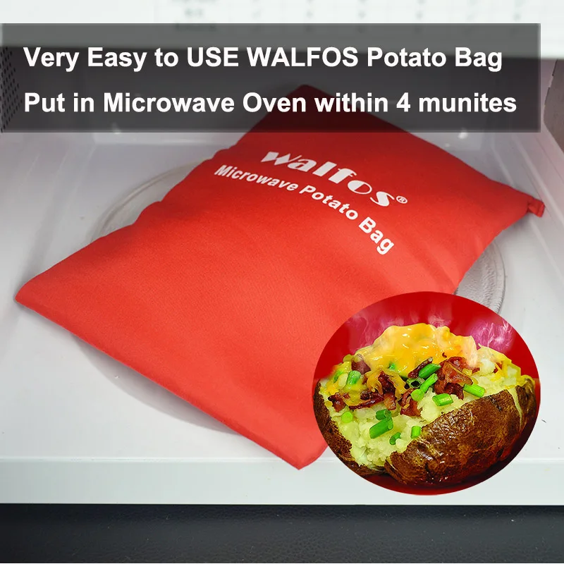 Microwave Cooking Bags WALFOS 5/10PCS Washable For Oven Quick Steam Pocket In 4 Minutes Easy Cooking