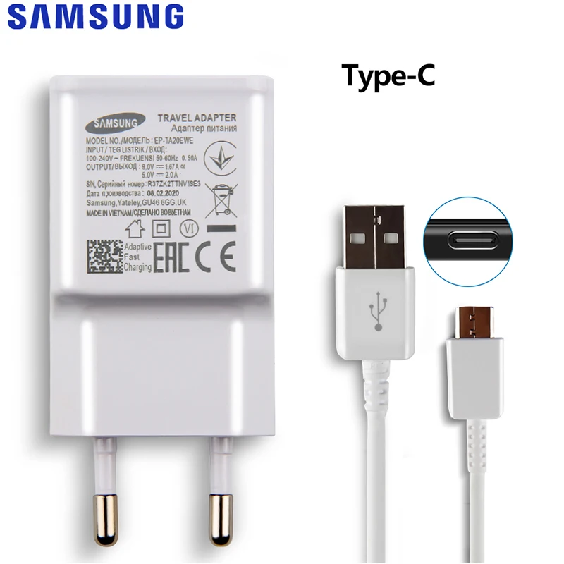 Original Samsung Fast Charger 9V1.67A Charge Adapter Type C Cable For Galaxy S20 S10 S9 S8 Plus Note 8 A30 A40 A50 A70 S A31 A51 wireless chargers