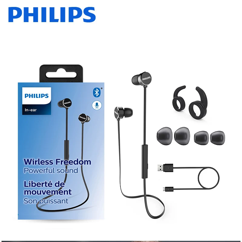 TAUN102-Black Оригинальные спортивные наушники Philips TAUN102 SHB5800 гарнитура с функцией NFC литиевая батарея микро-usb для samsung Galaxy Note 8 - Цвет: TAUN102-Black