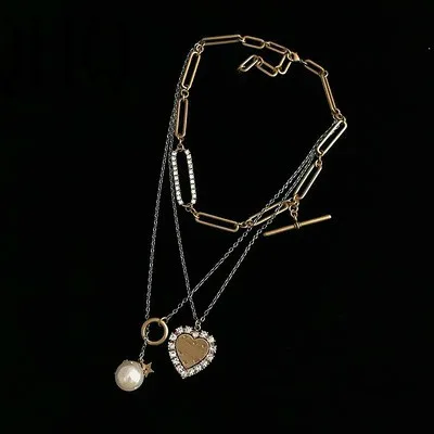 QHQ сердце кулон ожерелье цепь чокер лучшие друзья Мода neckless кристалл жемчуг