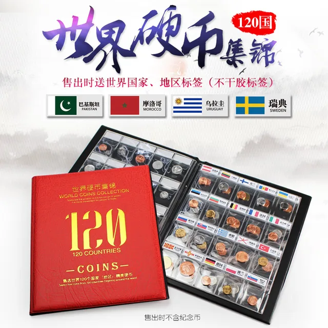 Üres Album Címke 120 Ország Számára A World Coins Collection Coin Nem Csúszás Sapka Matricával, Minden Oldal 20 Négyzet