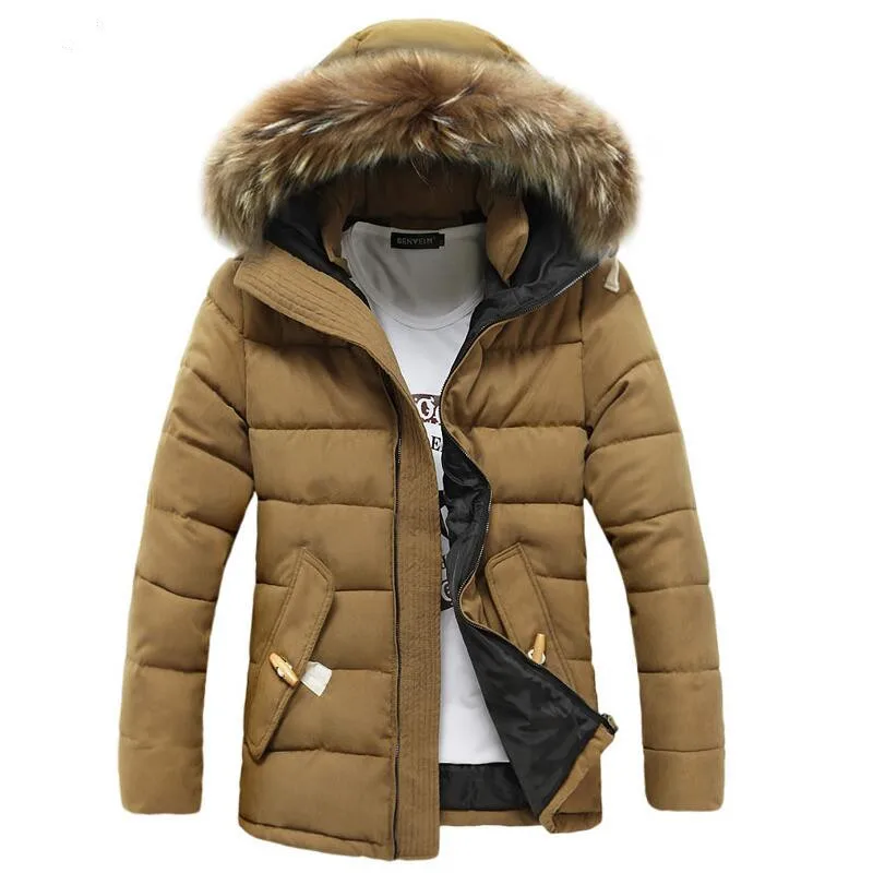 

Mid-Long Hoooded Parka Men Nice Warm Winter Jacket Men Fashion Brand Design Solid Manteau Homme Hiver Big Fur Outwear Jacket 3XL