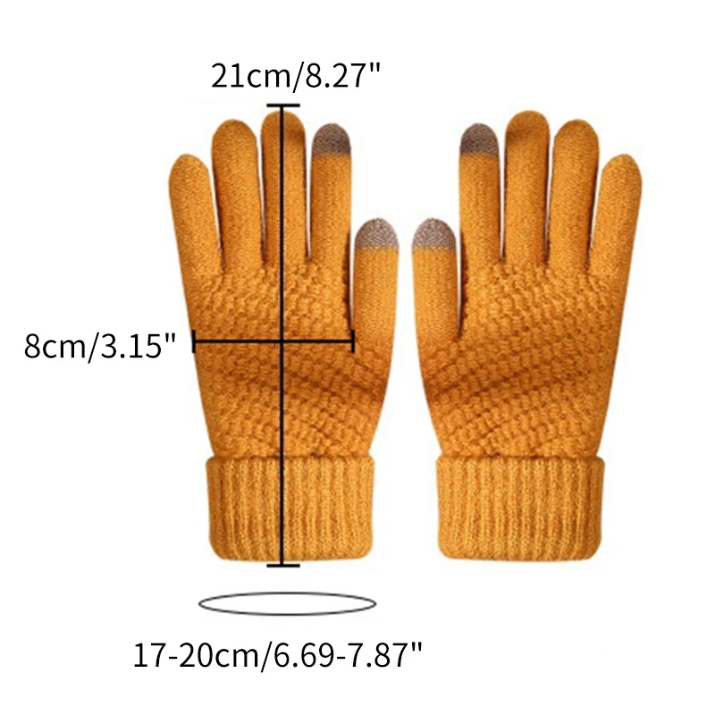 Новые женские и мужские перчатки, зимние теплые рукавицы с сенсорным экраном, утолщенные перчатки, вязаные перчатки на полный палец, теплые варежки для мобильного телефона