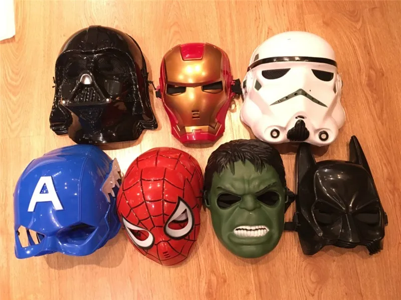 

10pcs/lot Superhero The Avengers Spiderman Batman Superman Mask Hulk Ironman Star Wars Darth Vader Mask Film Theme for Halloween