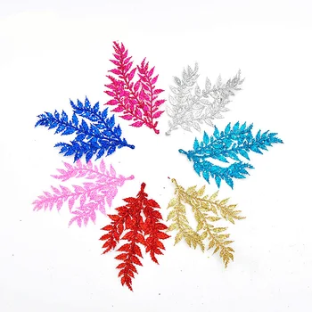 

15pcs DIY Cuttings Artificial Christmas Leaves Glitter Poinsettia Home Ornaments Festivals Christmas Tree Decor Party Supplies
