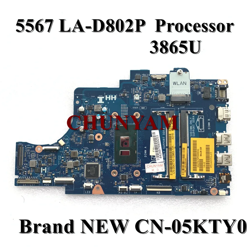 Новый процессор 3865U BAL21 Φ для Dell Inspiron 15 5567 материнская плата ноутбука системная 5KTY0