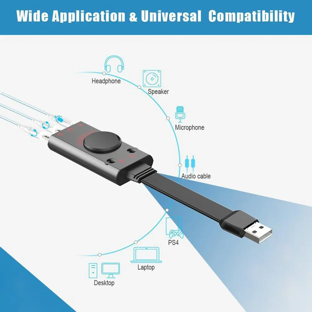 USB адаптер звуковой карты внешний аудио адаптер стерео звуковая карта конвертер 3,5 мм AUX Микрофон Разъем для игровой гарнитуры
