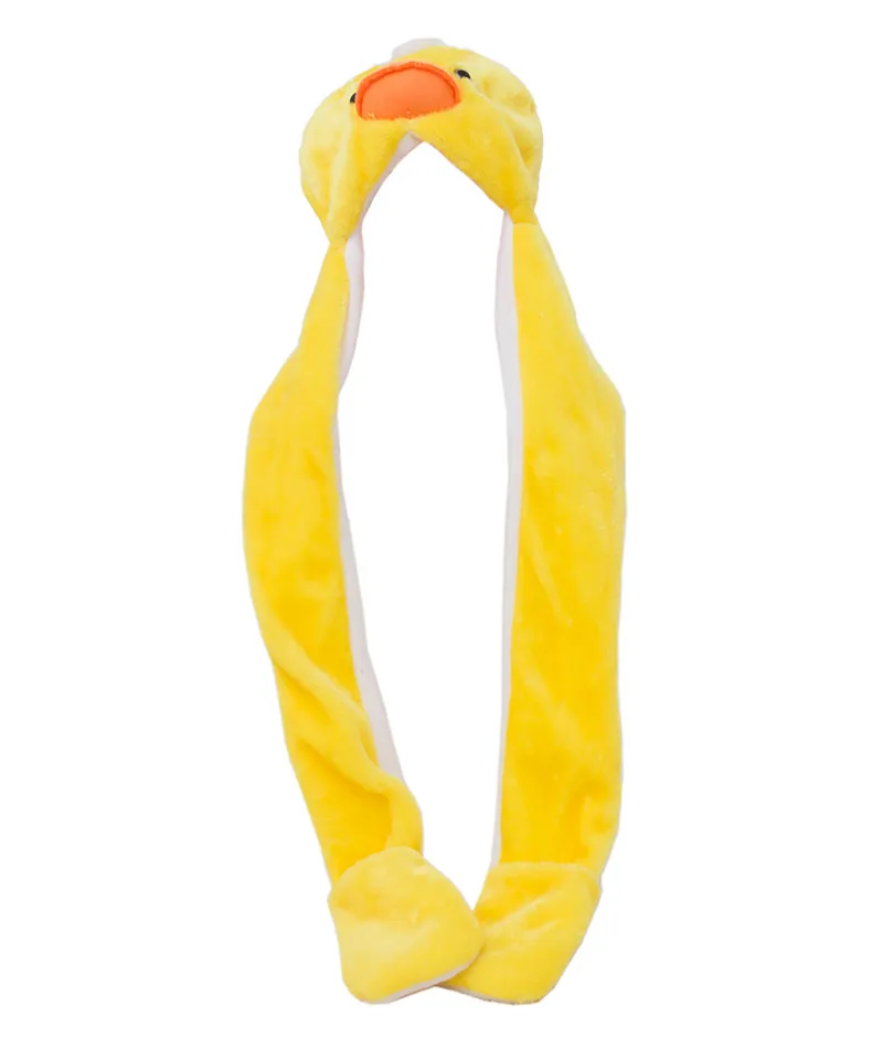 Yellow Duck Douchow милый плюшевый желтый утенок животное шапка с рукавицы-Лапы Для Взрослых Подростков дети мальчики девочки год подарок зимняя шапочка - Цвет: Yellow Duck