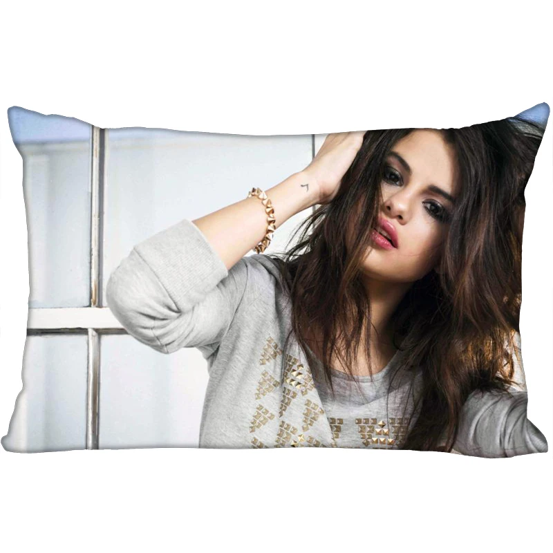 Пользовательский Selena Gomez Печать наволочки Две стороны Стандартный атлас шелк мягкие прямоугольные Наволочки на молнии больше размер - Цвет: 20