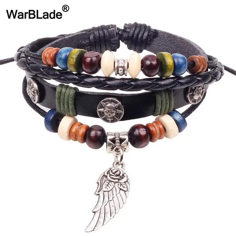 2 WBL Новая мода Evil Eye браслеты старинный браслет Многослойный кожаный браслеты с подвесками 10 шт. для мужчин и женщин - Окраска металла: 2