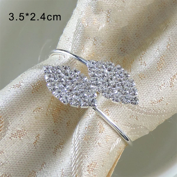 Silver leaf 12 шт./компл. сплав кольца для цветов и салфеток скандинавском стиле с украшением в виде кристаллов лист тонкой столовая салфетка Пряжка полостями свадебных банкетов подарки - Цвет: Silver leaf