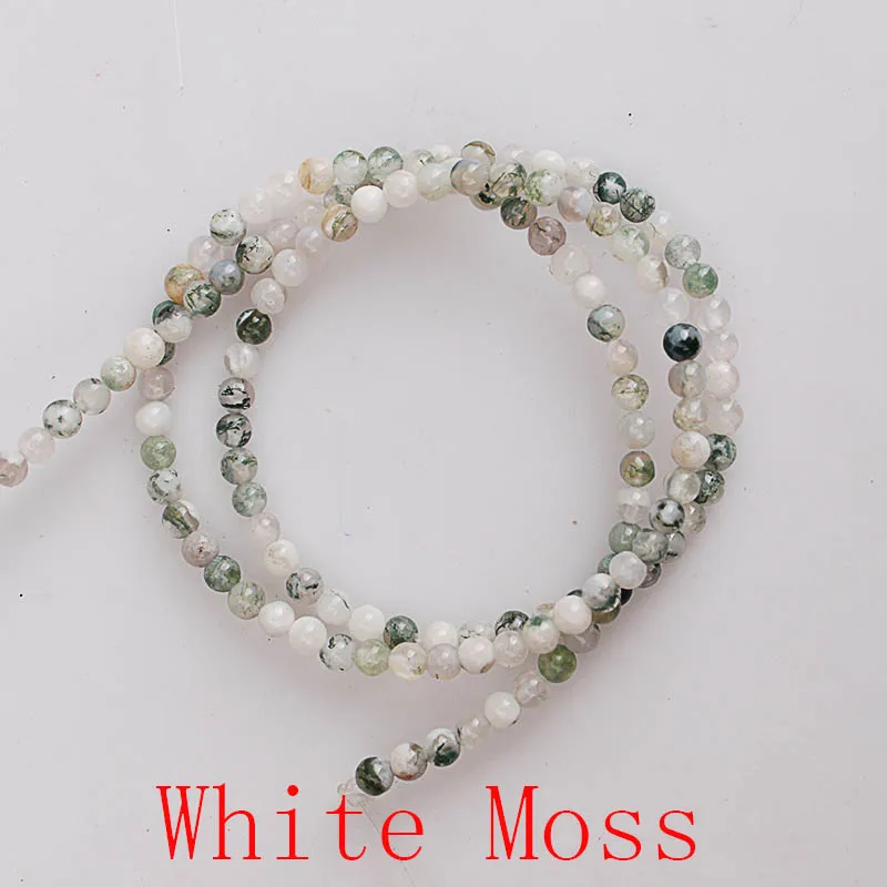 White Moss Натуральный камень Агаты Амазонит гранат Turquoises Лазурит Круглые свободные бусины для самостоятельного изготовления ювелирных изделий браслет ожерелье 2 мм 3 мм - Цвет: White Moss