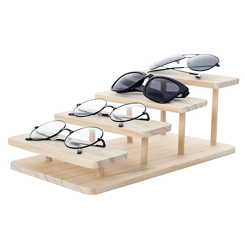 Assembleable Bamboo Sunglasses Stand Glasses Display Jewelry Holder Bracelet Watches Show Product 4 Layers