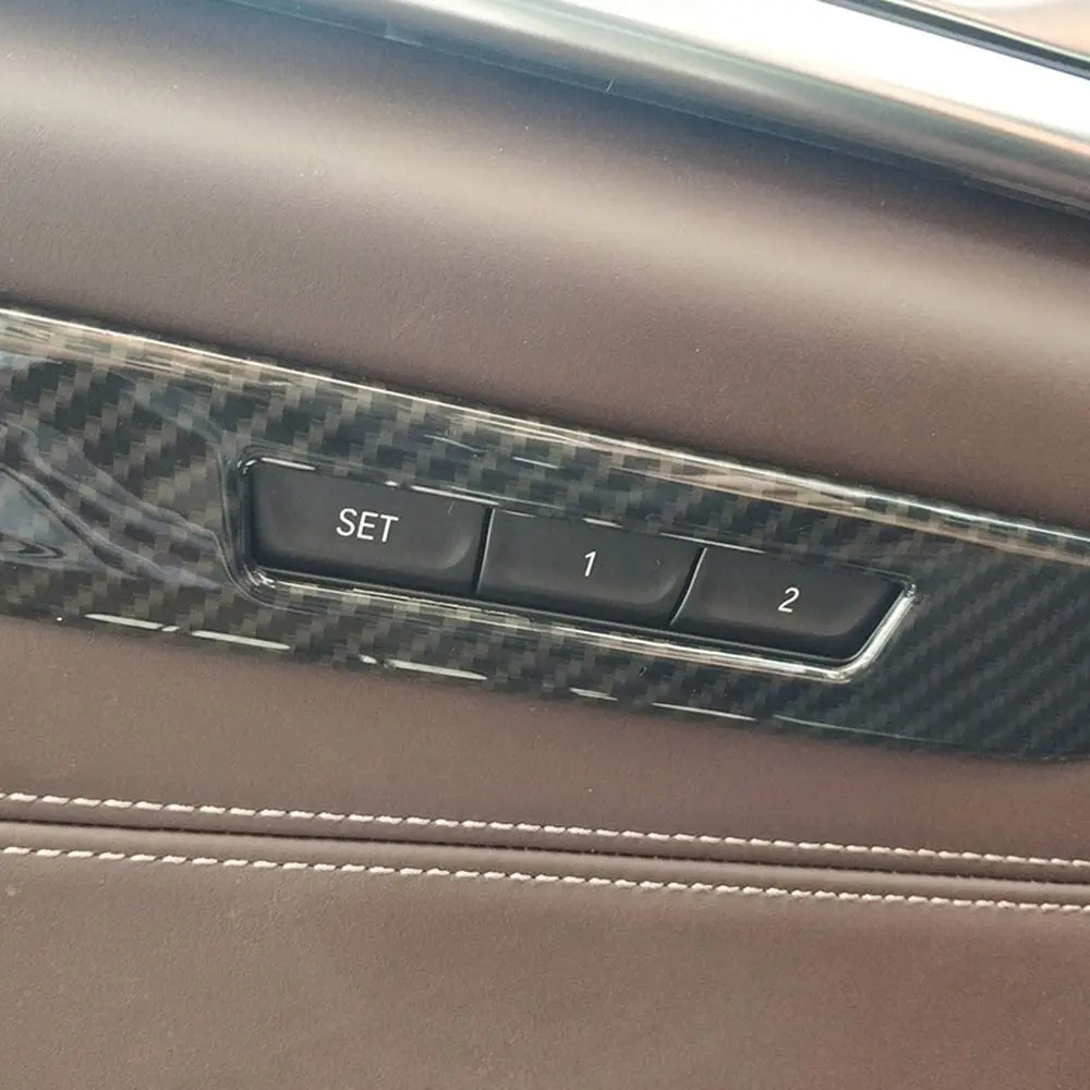 

ABS Plastic Door Seat Memory Lock Button Frame Trim Cover Car Accessories For BMW 5 Series G30 2018 Carbon Fiber