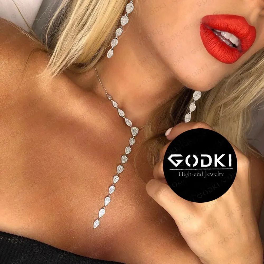 GODKI роскошное ожерелье серьги наборы набор украшений для женщин свадебные капля