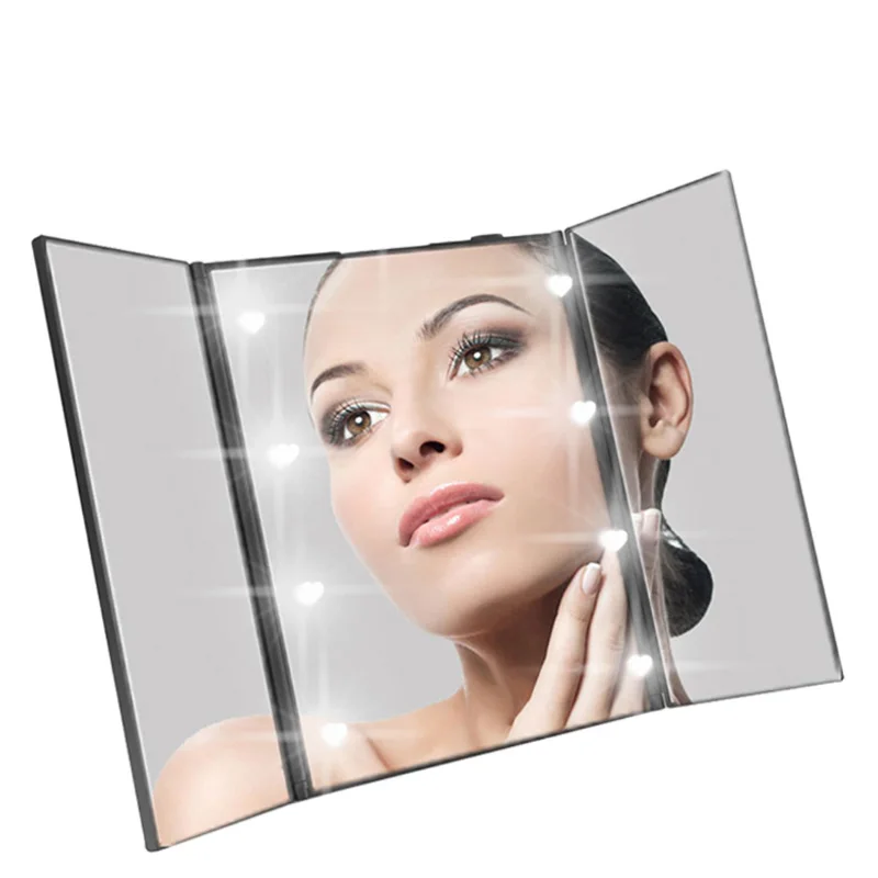 

LED Makeup Mirror Filler Three-sided Folding Mirror Portable Makeup Mirror Dressing Mirror Makeup Mirror Light Mirror