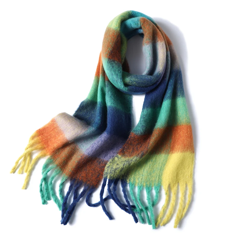 Дизайнерский брендовый женский шарф в клетку, толстые теплые женские пашмины шали и палантины, зимние кашемировые шарфы, одеяло, Echarpe