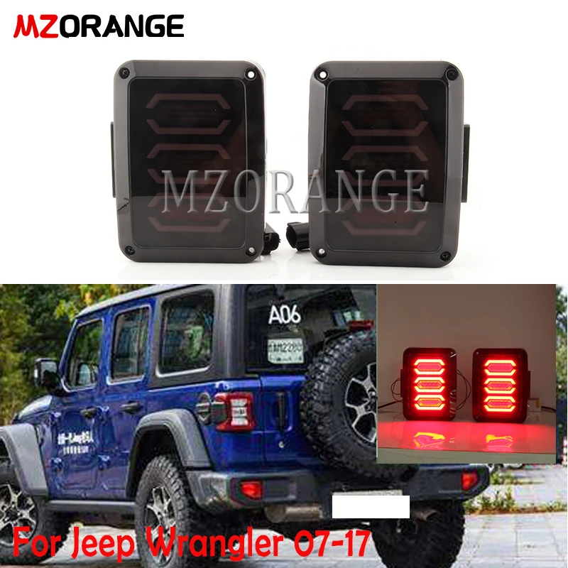 

MZORNAGE Brake Reverse Turn Lamp Daytime Running Turn Signal Light Tail Lights LED Smoked For Jeep Wrangler 07-17
