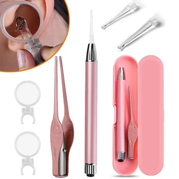 

Ear Wax Removal Remover Tools Kit LED Flashlight Earpick Ear Spoon + Earwax Cleaner Tweezer for Children Kids Adults