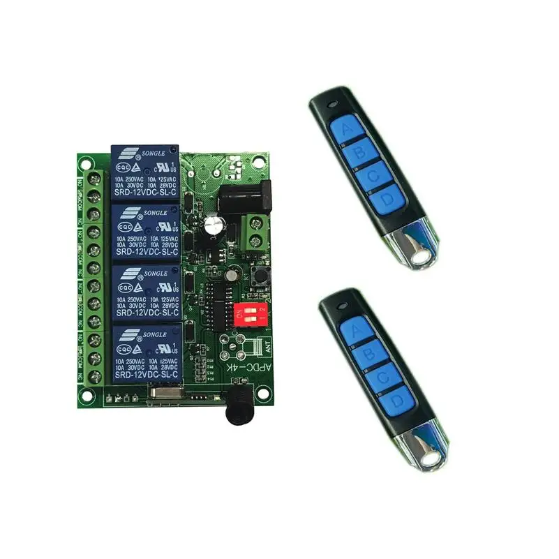 

DC 12V 24V 10A 4-Канальный Релейный переключатель RF Беспроводной дистанционного Управление переключатель передатчик 433 МГц вентилятор/Электрический миксер для теста машины