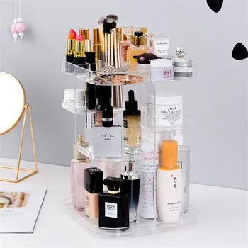 

360 Rotating PS Cosmetic Makeup Organizer DIY Detachable Rangement Maquillage Adjustable Makeup Storage Holder Rack