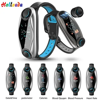 

New T90 Smart Wristband with Bluetooth Earphone smartwatch Men Women heart rate blood pressure multi-sports tracker smart-band
