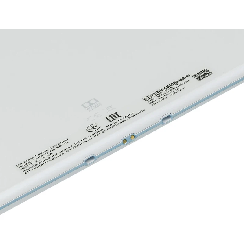 Планшет Lenovo Tab M10 TB-X605L Snapdragon 450 8C/2Gb/16Gb 10.1" IPS 1920x1200/3G/4G/And8.1/белый/BT