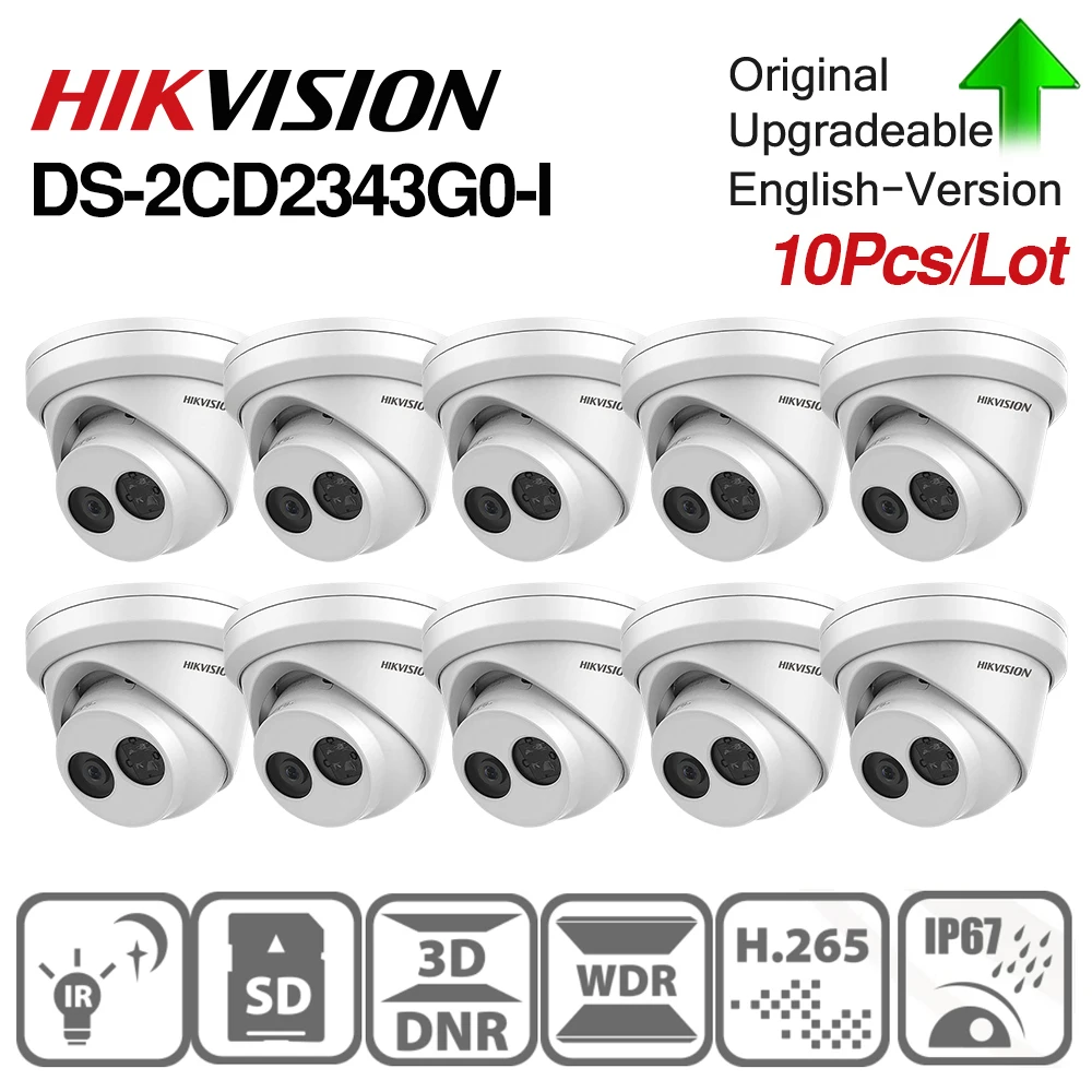 Hikvision оригинальная ip-камера DS-2CD2343G0-I 4MP сетевая револьверная купольная Водонепроницаемая камера CCTV камера Встроенный слот для sd-карты обновление