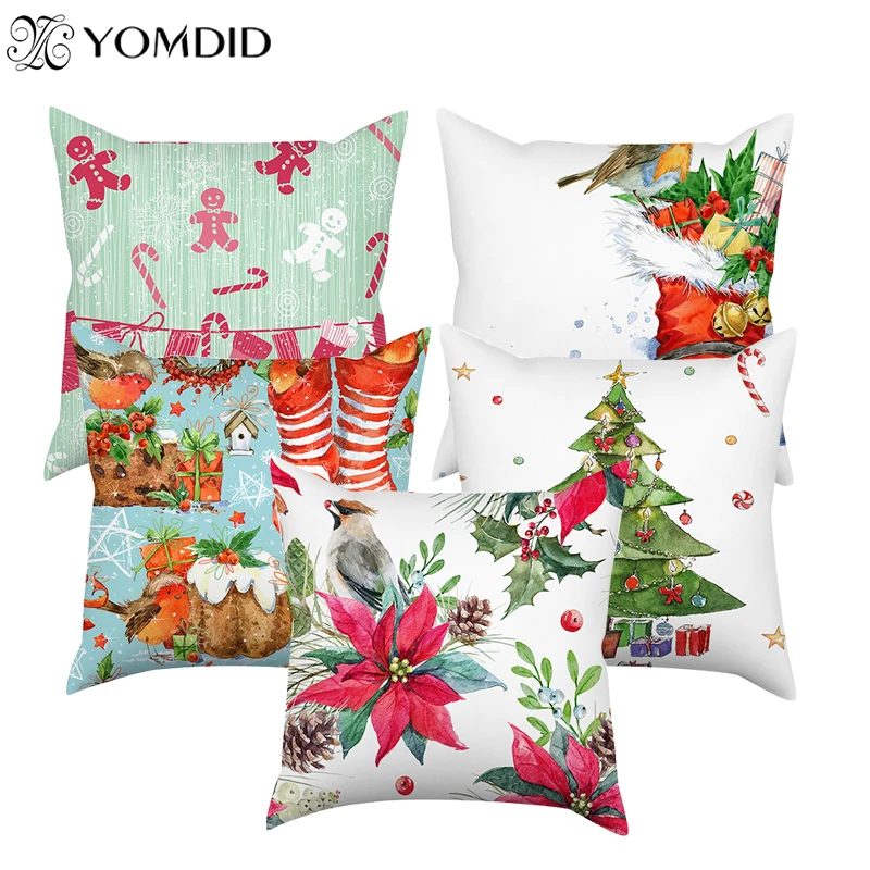 

Christmas decorative 45*45 pillow case Christmas series cushion covers tree flower printed home decor funda cojines dormitorio