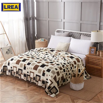 

LREA плед Soft and comfortable coral fleece for Bed and sofa grid blankets 4 kinds of sizes Fashionable style High quality throw