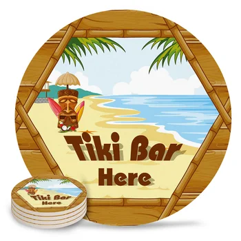 

Sand Beach Waves Wooden Window Decoration Placemat Ceramic Drink Coasters Table Decoration Absorbent Moisture