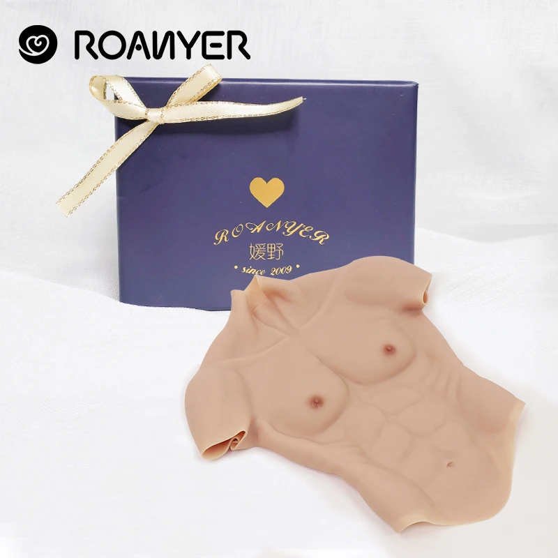 ROANYER Реалистичная искусственная силиконовая Мышцы костюм живота мачо мужской