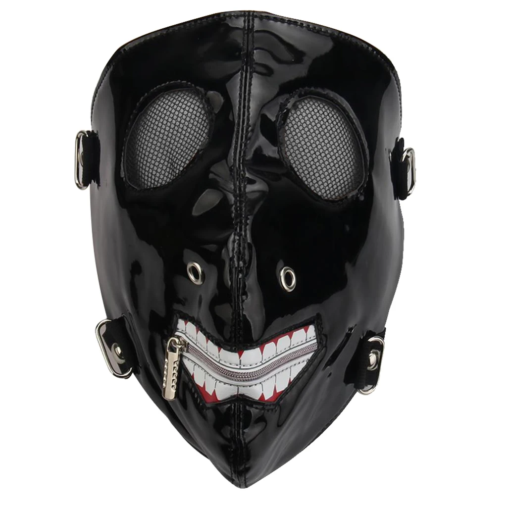 Magideal Halloween Skull Skeleton Mask Leather Rivets Zipper Rider Motor Bik