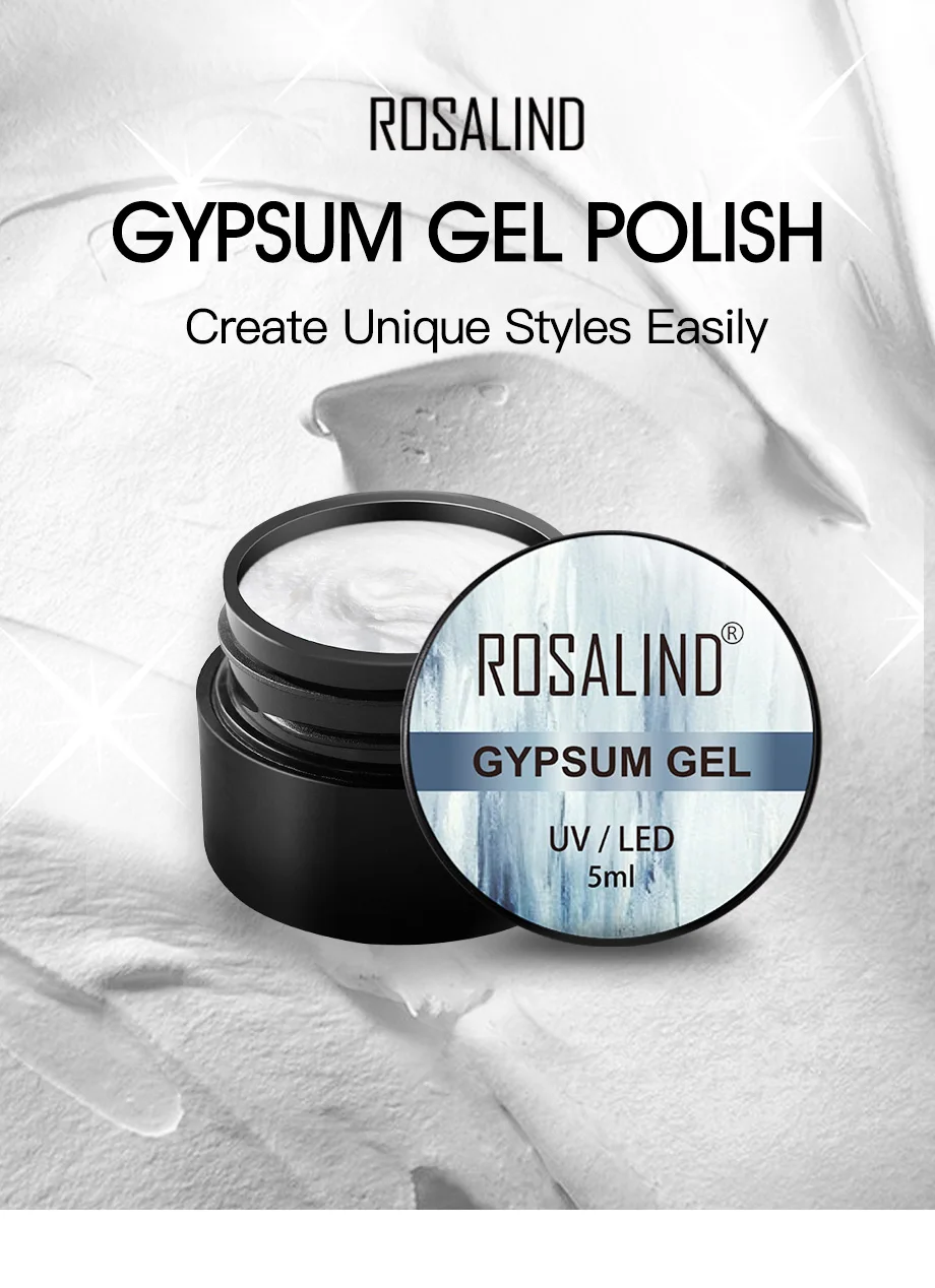 Description Picture 2 of itemROSALIND 5ML White Gypsum Gel Polish Create Unique Styles Easily All For Manicure DIY Nail Art Design 3D Gel No Need TOP