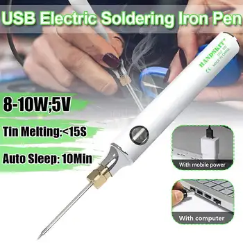 

Portable Adjustable Temperature USB Electric Soldering Iron 5V 8W With The Charge Solder Welding Heater Tin Wire Repain Tool Kit