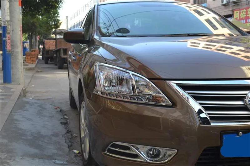 Хромированные, для передних фар Крышка отделка 2 шт для Nissan Sentra Sylphy 2013
