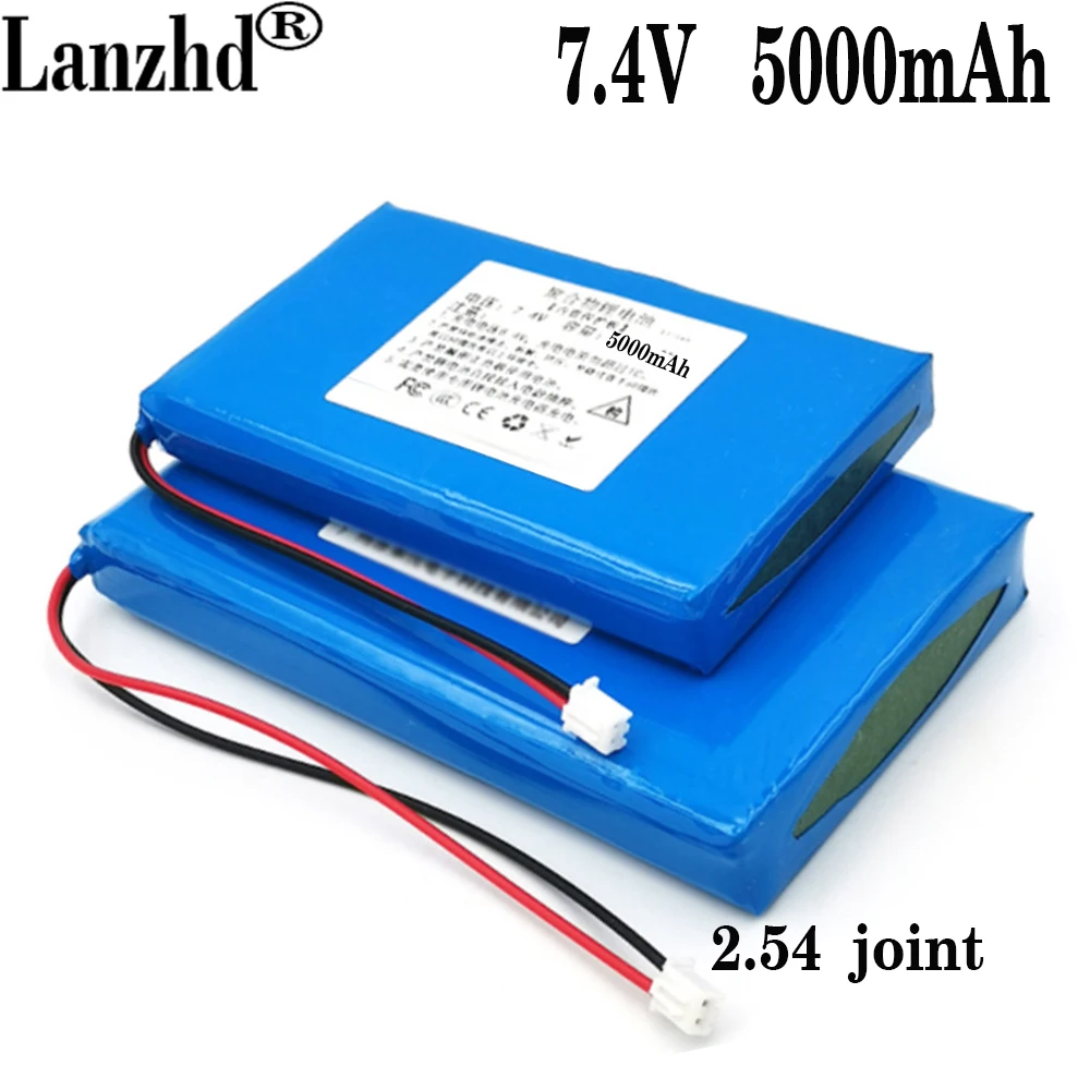 Rechargeable Battery 1-10PCS 7.4v Li polymer lithium battery 5000mah li-po battery pack For stereo speaker 12*60*95mm 126095 with 2.54 joint