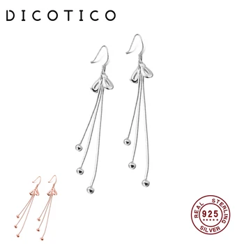 

Dicotico Real Sterling 925 Long Tassel Drop Earrings For Women Three Small Balls Rose Gold Fine Jewelry Kfe1012-t